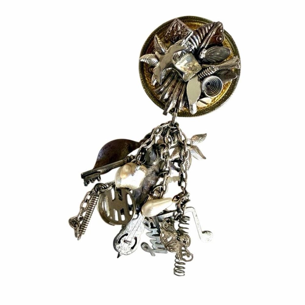 Maximal Art Vintage Assemblage Charm Brooch Statement Piece